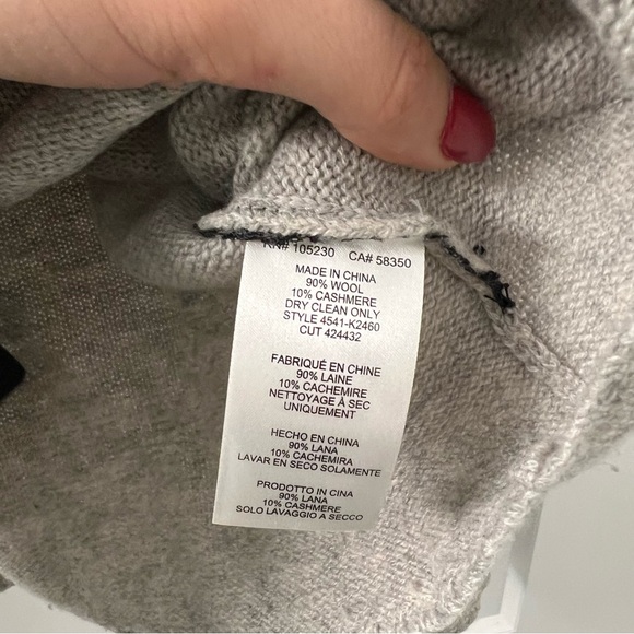 Joie Grey and Black Lace Detail Cashmere/Wool Sweater - Picture 3 of 4